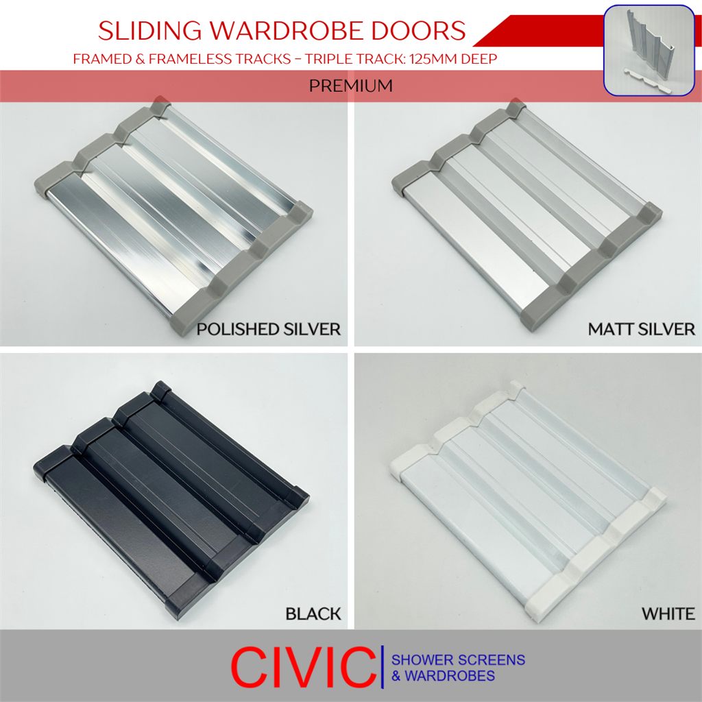 Wardrobe Doors Framed And Frameless Tracks-Triple