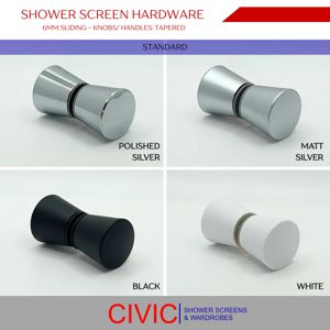 ShowerScreen_6mm_Sliding_Hardware-Knobs_Handles-Tapered