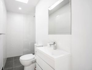 ShowerScreens_6mm_Panels_WhiteHardware_Mirrors_Frameless_BevelledEdge_SaltAshHomes