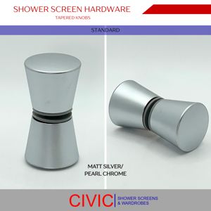 ShowerScreenHardware-TaperedKnobs_Matt_Silver_Pearl_Chrome