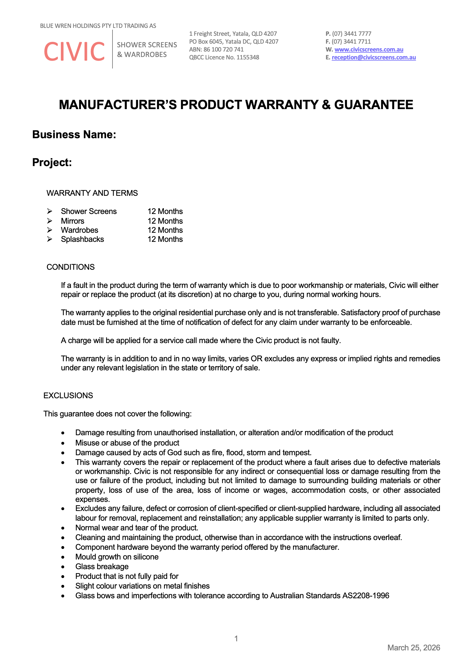 CIVIC WARRANTY