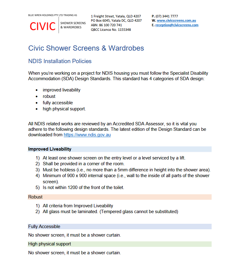 NDIS Installation Policies